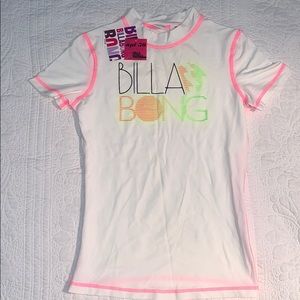 NWT Billabong Girls White Rashguard Swim Shirt